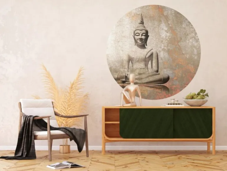 Sanders & Sanders Selbstklebende Runde Tapete Budha Beige Ø 140 cm 601126