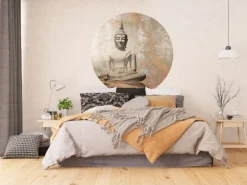 Sanders & Sanders Selbstklebende Runde Tapete Budha Beige Ø 140 cm 601126