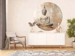 Sanders & Sanders Selbstklebende Runde Tapete Budha Beige Ø 140 cm 601126