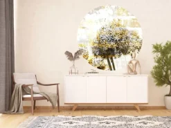 Sanders & Sanders Selbstklebende Runde Tapete Tulpe Grau und Gelb Ø 140 cm 601127