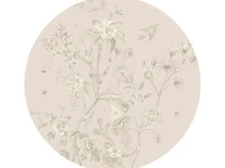 Sanders & Sanders Selbstklebende Runde Tapete Blumenmuster Beige Ø 140 cm 601280