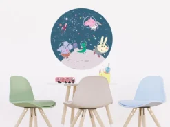 Sanders & Sanders Selbstklebende Runde Tapete Peppa Wutz Dunkelblau Ø 70 cm 601298