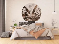 Sanders & Sanders Selbstklebende Runde Tapete Blätter Braun und Beige Ø 140 cm 601150