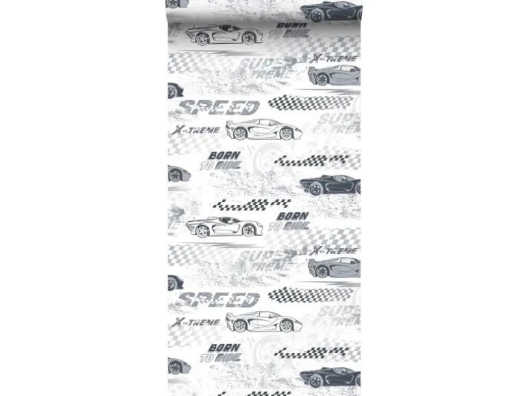 Sanders & Sanders Tapete Rennwagen Schwarz Weiß 50 X 900 Cm 935360