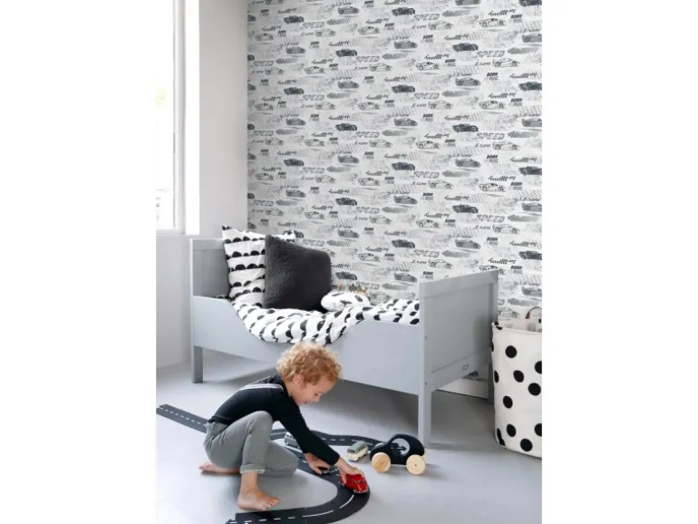 Sanders & Sanders Tapete Rennwagen Schwarz Weiß 50 X 900 Cm 935360