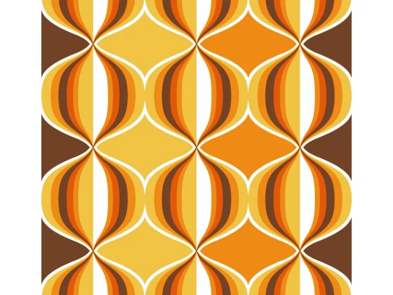 Sanders & Sanders Tapete Retro-Ornamente Gelb Braun und Orange 53 cm x 10.05 m