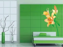 Sanders & Sanders Wandtattoo Blumen Orange und Grün 65 x 85 cm 600256