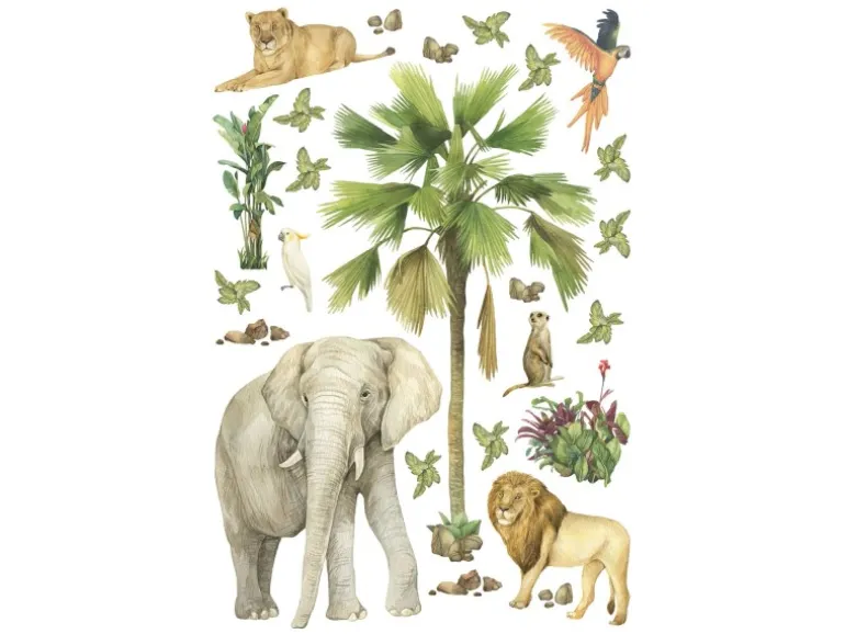 Sanders & Sanders Wandtattoo Dschungeltiere Grün 65 x 42.5 cm 601342