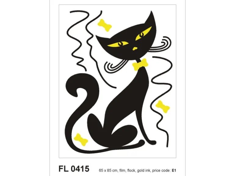 Sanders & Sanders Wandtattoo Katze Schwarz 65 x 85 cm 600286