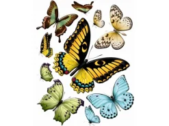 Sanders & Sanders Wandtattoo Schmetterlinge Gelb Grün und Blau 65 x 85 cm 600284