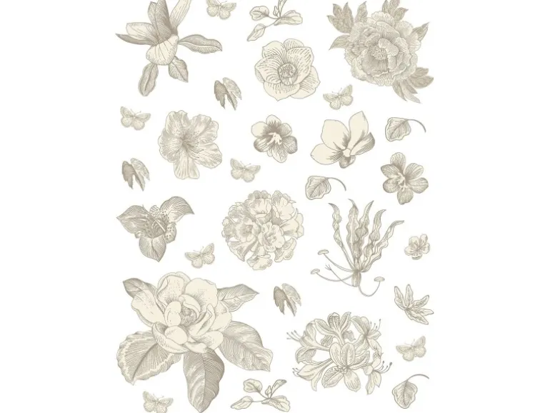 Sanders & Sanders Wandtattoo Blumen Grau 85 x 65 cm 601351