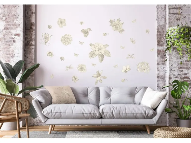 Sanders & Sanders Wandtattoo Blumen Grau 85 x 65 cm 601351