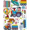 Sanders & Sanders Wandtattoo Bauernhof Blau Grün und Gelb 65 x 85 cm 600244