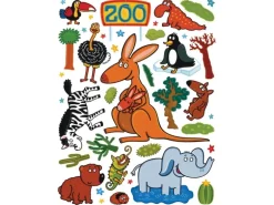 Sanders & Sanders Wandtattoo Zoo Tiere Grün Braun und Blau 65 x 85 cm 600245