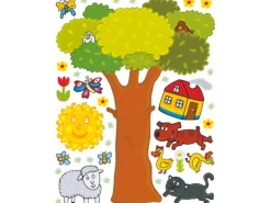 Sanders & Sanders Wandtattoo Bauernhof Grün Gelb und Braun 65 x 85 cm 600243