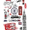 Sanders & Sanders Wandtattoo London Schwarz und Rot 65 x 85 cm 600270