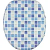 Sanilo WC Sitz mit Absenkautomatik Mosaik Blau, Hochwertiger und Stabiler Toilettendeckel aus Holz