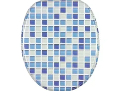 Sanilo WC Sitz mit Absenkautomatik Mosaik Blau, Hochwertiger und Stabiler Toilettendeckel aus Holz
