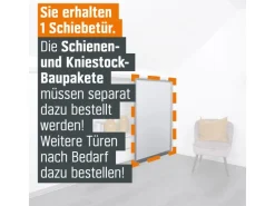 Schiebetür-Bau-Set Kniestock Profil Silber Dekor Reinweiß 1022 x 1400 mm