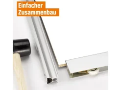 Schiebetür-Bau-Set Kniestock Profil Silber Dekor Reinweiß 1022 x 1400 mm