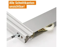 Schiebetür-Bau-Set Kniestock Profil Silber Dekor Reinweiß 1022 x 1400 mm