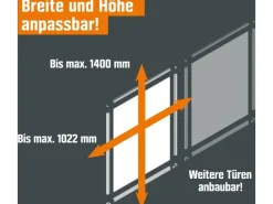 Schiebetür-Bau-Set Kniestock Profil Silber Dekor Reinweiß 1022 x 1400 mm