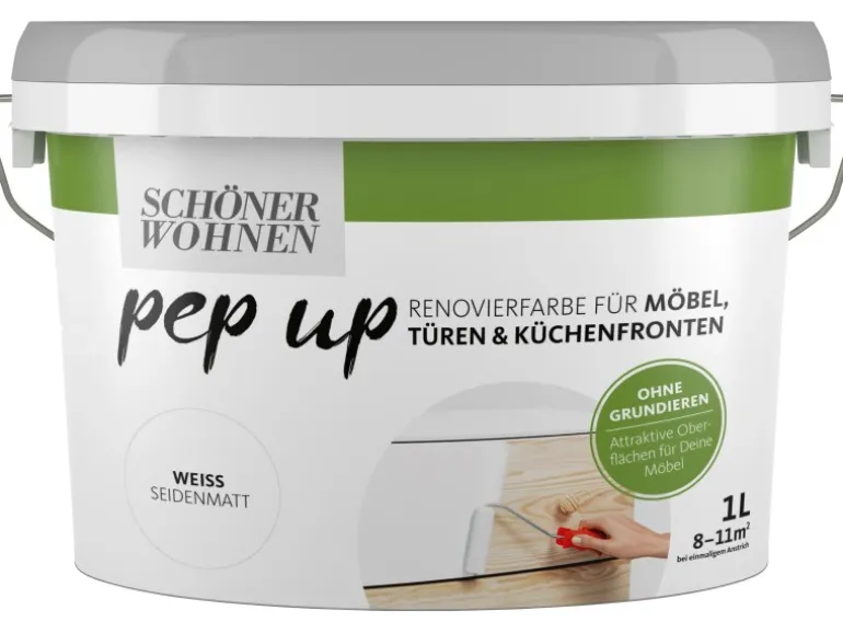 Schöner Wohnen pep up Renovierfarbe Möbel, Türen und Küchenfronten Weiß 1 l