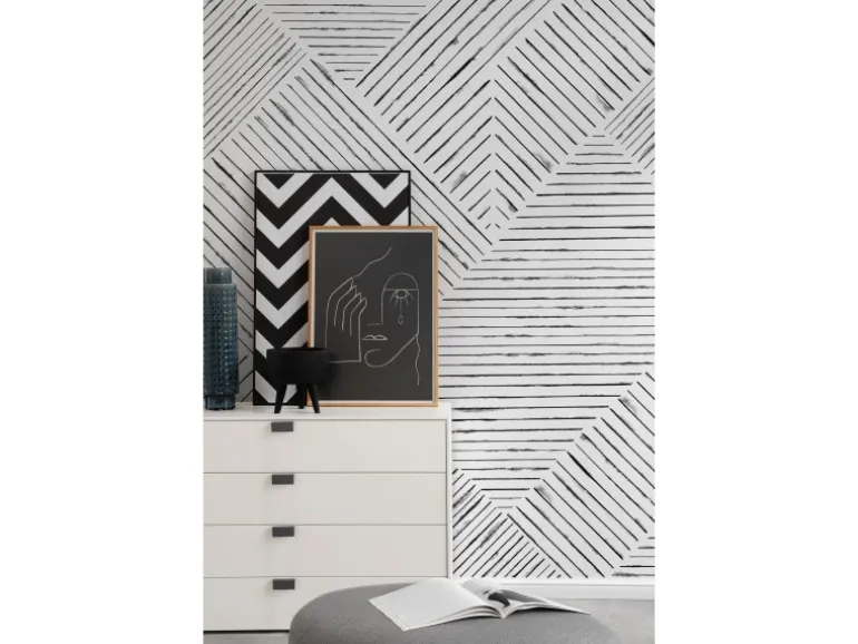 Schöner Wohnen Vliestapete New Delight Streifen Schwarz-Weiß 270 x 212 cm FSC®