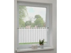 Sehlbach Bistrogardine mit Stangendurchzug Border Top 135 cm x 45 cm Weiß