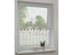 Sehlbach Bistrogardine mit Schlaufen Rankenstickerei 135 cm x 45 cm Weiß