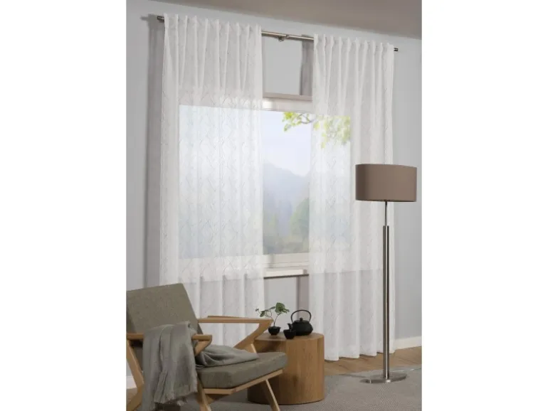 Sehlbach Fertigschal Multiband Bestickter Dolly 135 cm x 245 cm Weiß