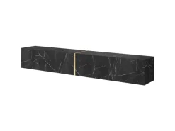 Selsey TV-Hängeboard Bisira 200 cm Schwarze Marmoroptik mit Goldenem Einsatz