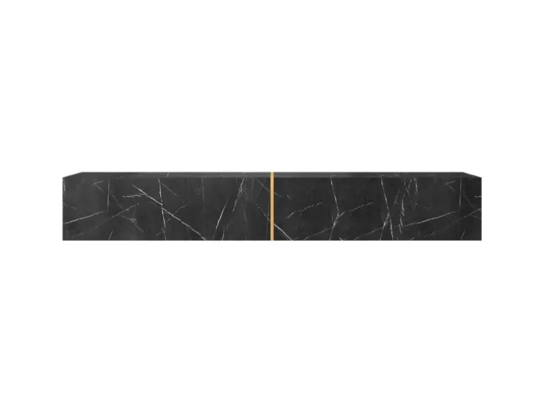 Selsey TV-Hängeboard Bisira 200 cm Schwarze Marmoroptik mit Goldenem Einsatz