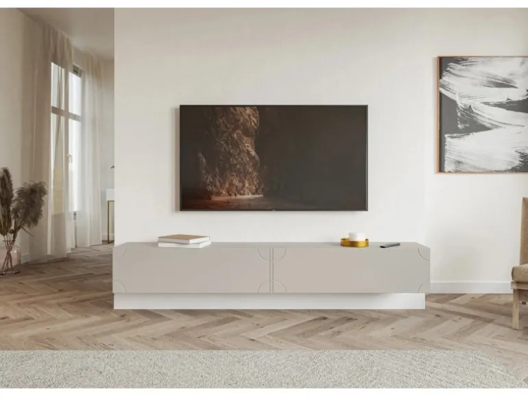 Selsey TV-Hängeboard Bisira mit Gravur 200 cm Kaschmirgrau