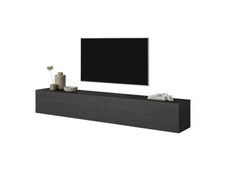 Selsey TV-Hängeboard Bisira 200 cm Holzoptik Esche Schwarzgrau