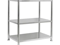 shelfr Edelstahl Schwerlastregal bis 120 kg auf 3 Ebenen 74 x 41 x 77 cm