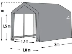 ShelterLogic Foliengerätehaus 5,4 m² Grau 180 cm x 300 cm
