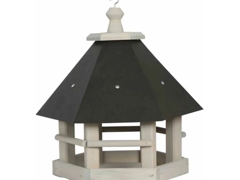 Siena Garden Vogelhaus Kiefer Hellgrau und Anthrazit 29 cm x 33 cm x 35 cm FSC®