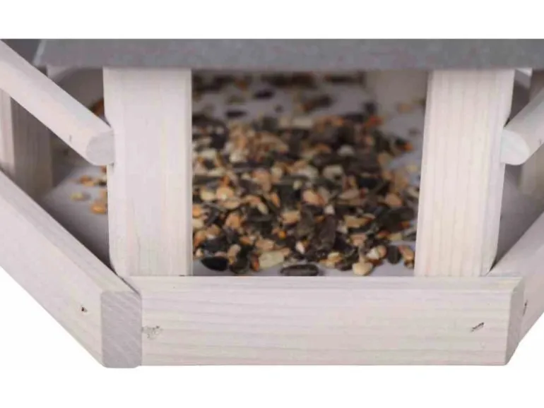 Siena Garden Vogelhaus Kiefer Hellgrau und Anthrazit 29 cm x 33 cm x 35 cm FSC®