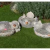 Silex Deko Katze mit Schale Hellgrau Polyresin 35 cm x 30 cm x 15 cm