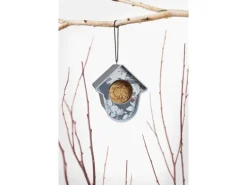 SingingFriend Vogelfutterhaus Evie Blumen Grau-Blau