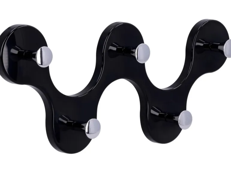 Siro Hakenleiste 01047 Kunststoff Schwarz Chrom Länge 248 mm 5 Haken