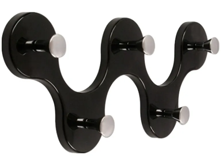 Siro Hakenleiste 01047 Kunststoff Schwarz Chrom Länge 248 mm 5 Haken