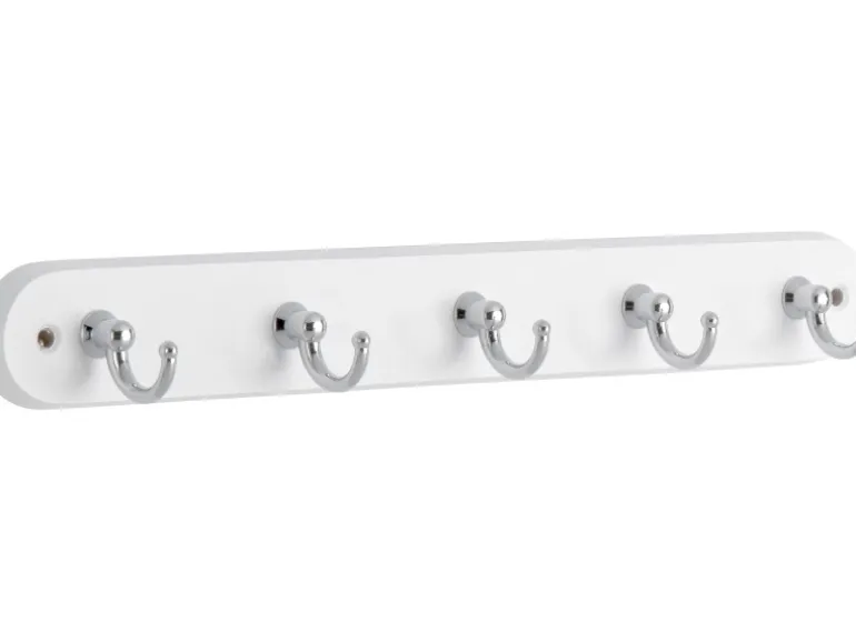 Siro Schlüsselleiste 749 Holz Buche Weiß Chrom Länge 300 mm 5 Haken FSC®