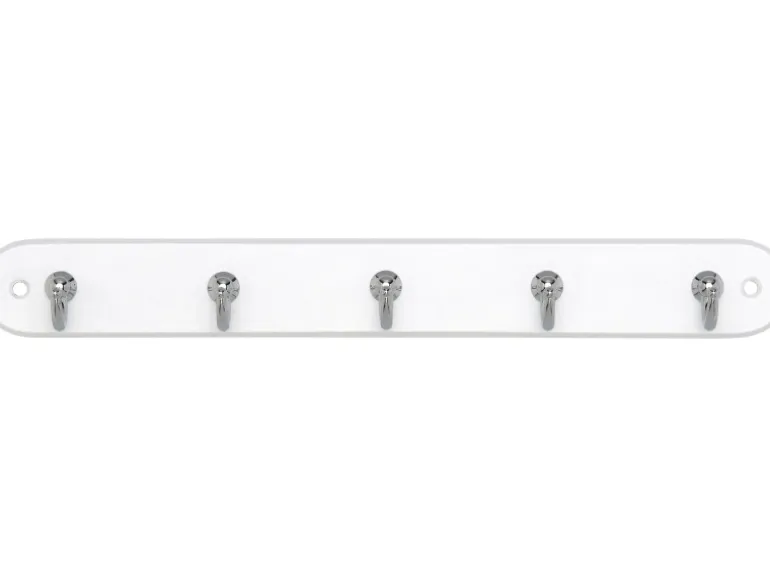 Siro Schlüsselleiste 749 Holz Buche Weiß Chrom Länge 300 mm 5 Haken FSC®
