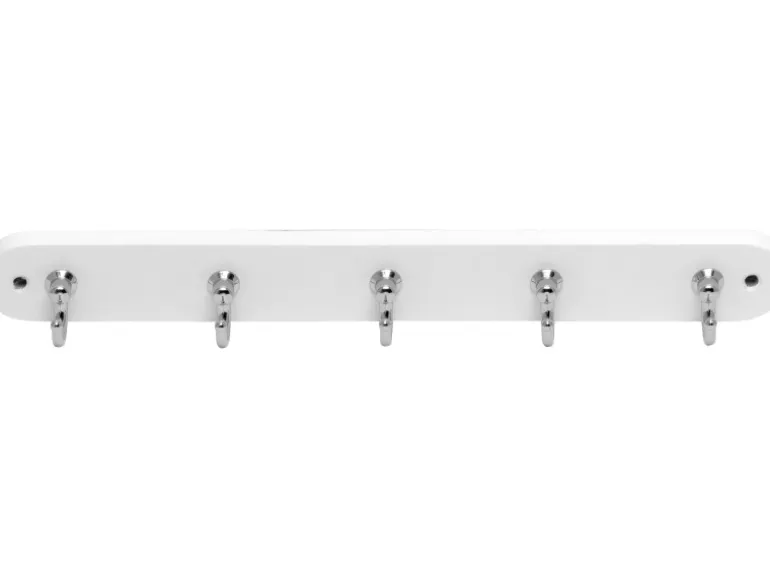 Siro Schlüsselleiste 749 Holz Buche Weiß Chrom Länge 300 mm 5 Haken FSC®