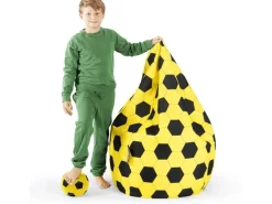 Sitting Point Sitzsack BeanBag Fankurve 220 l Gelb-Schwarz Fußball-Muster