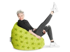 Sitting Point Sitzsack BeanBag Fluffy 220 l Grün Sternen-Muster