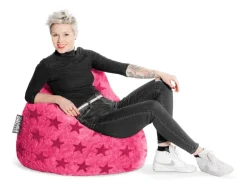 Sitting Point Sitzsack BeanBag Fluffy 220 l Pink Sternen-Muster