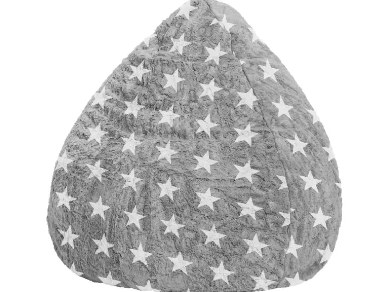 Sitting Point Sitzsack BeanBag Fluffy 220 l Grau Sternen-Muster